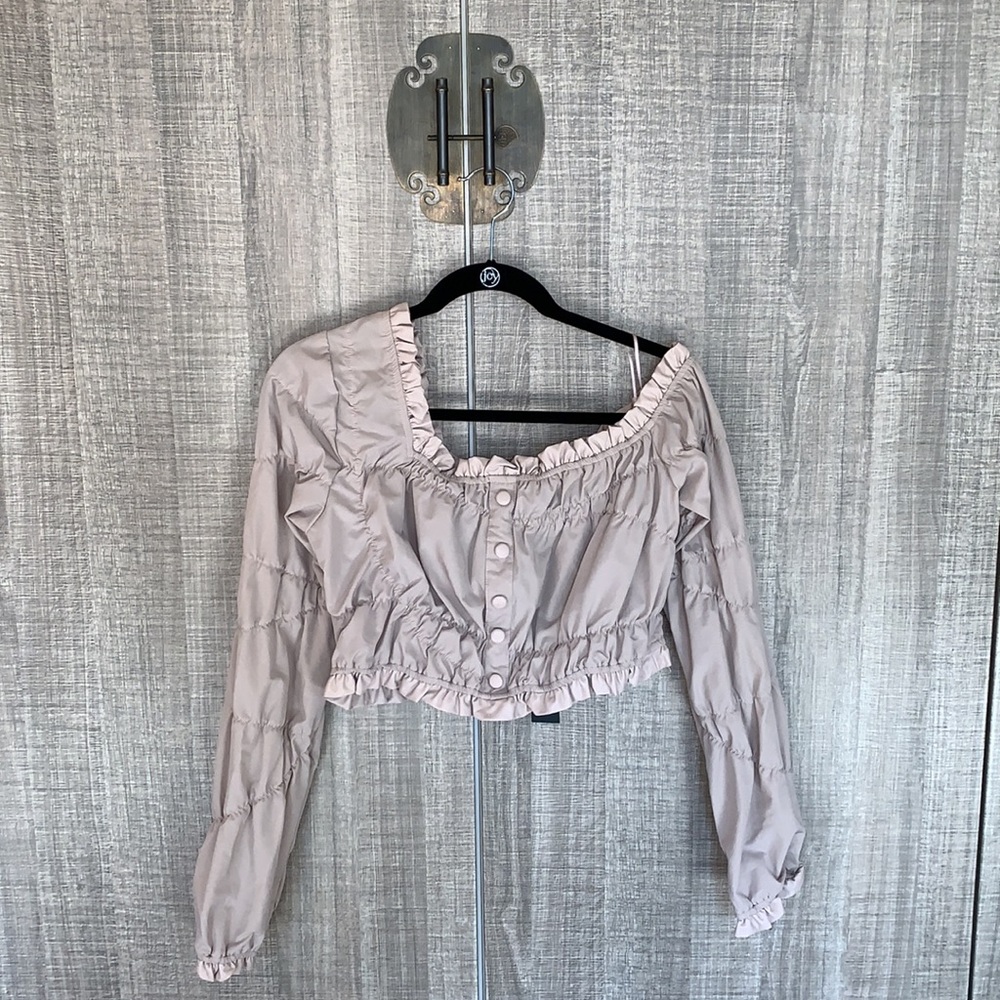 Manière De Voir Off Shoulder Ruffle Top‎ Dusty Pink